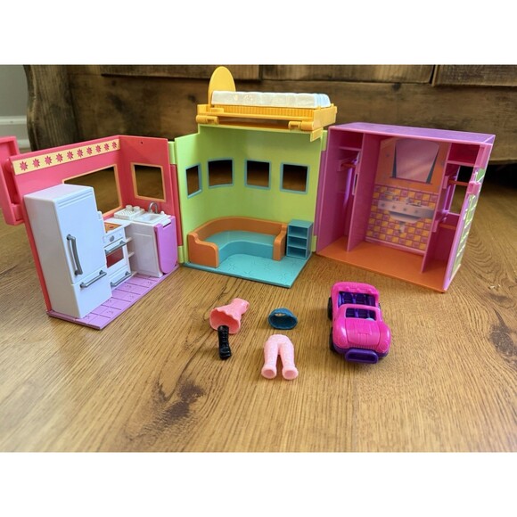 Vtg Polly Pocket 2002 Sparkle Apartment House Playset Folding w/ Extras - Picture 1 of 16
